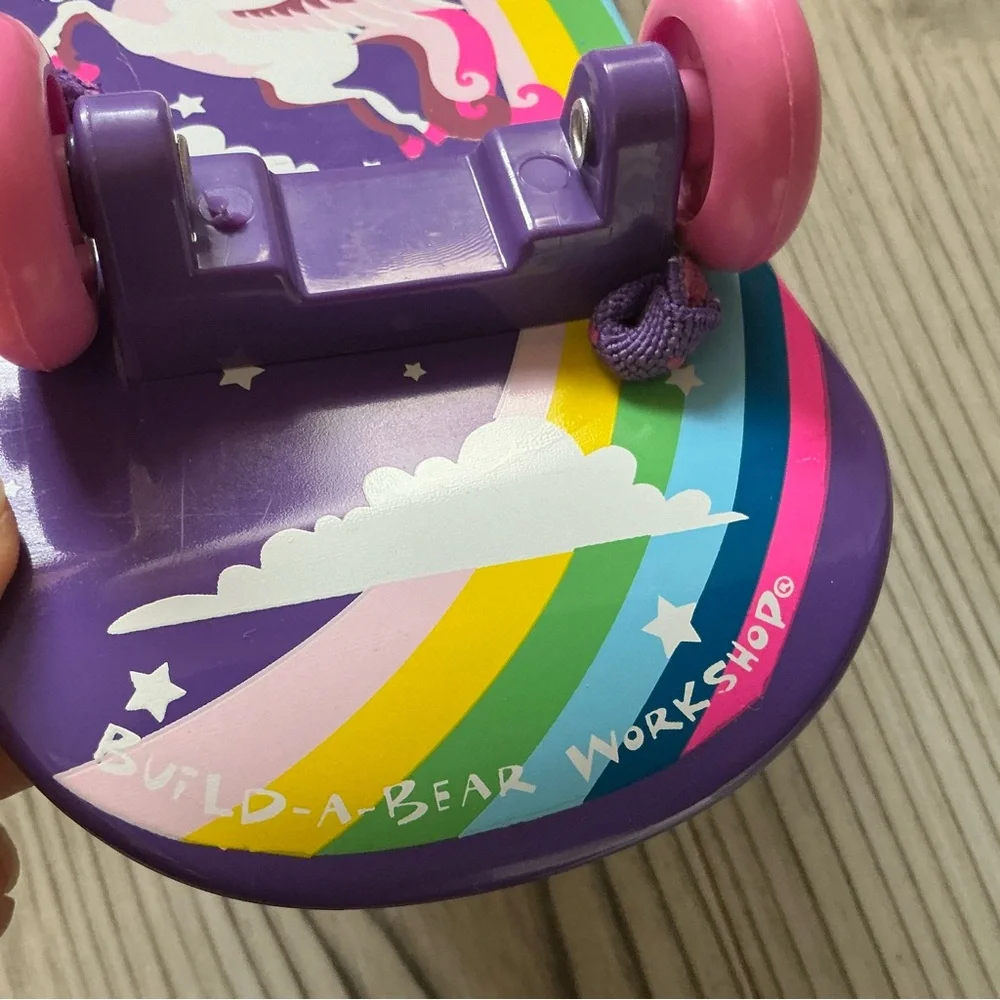 Vintage Build a Bear BABW skateboard accessory purple pink with rainbow pegasus